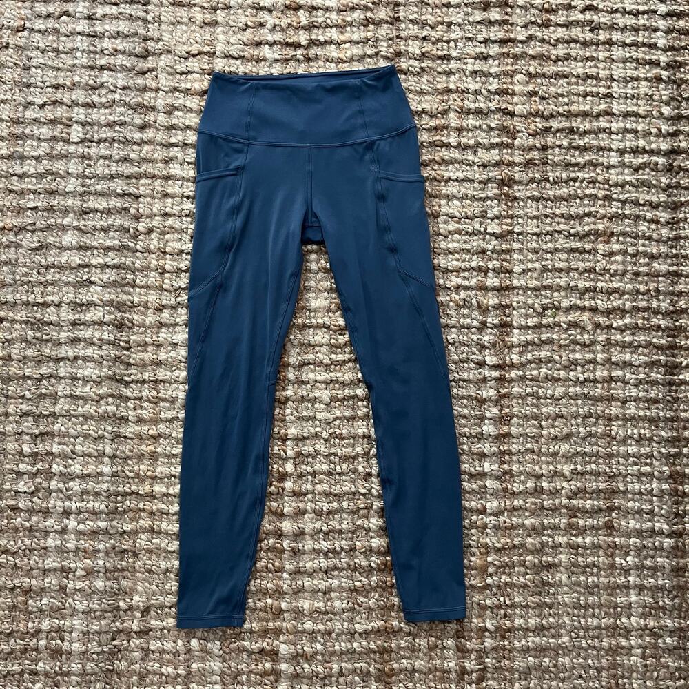 Quince Ultra-Form High Rise Pocket Leggings Women's Small Blue Gray 26"